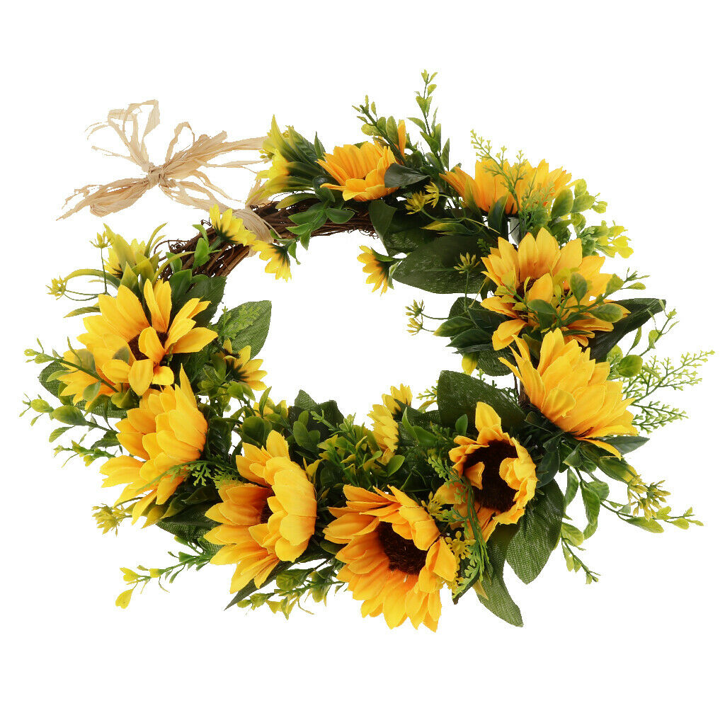 Christmas Artificial Silk Sunflower Wreath Home Front Door Decor