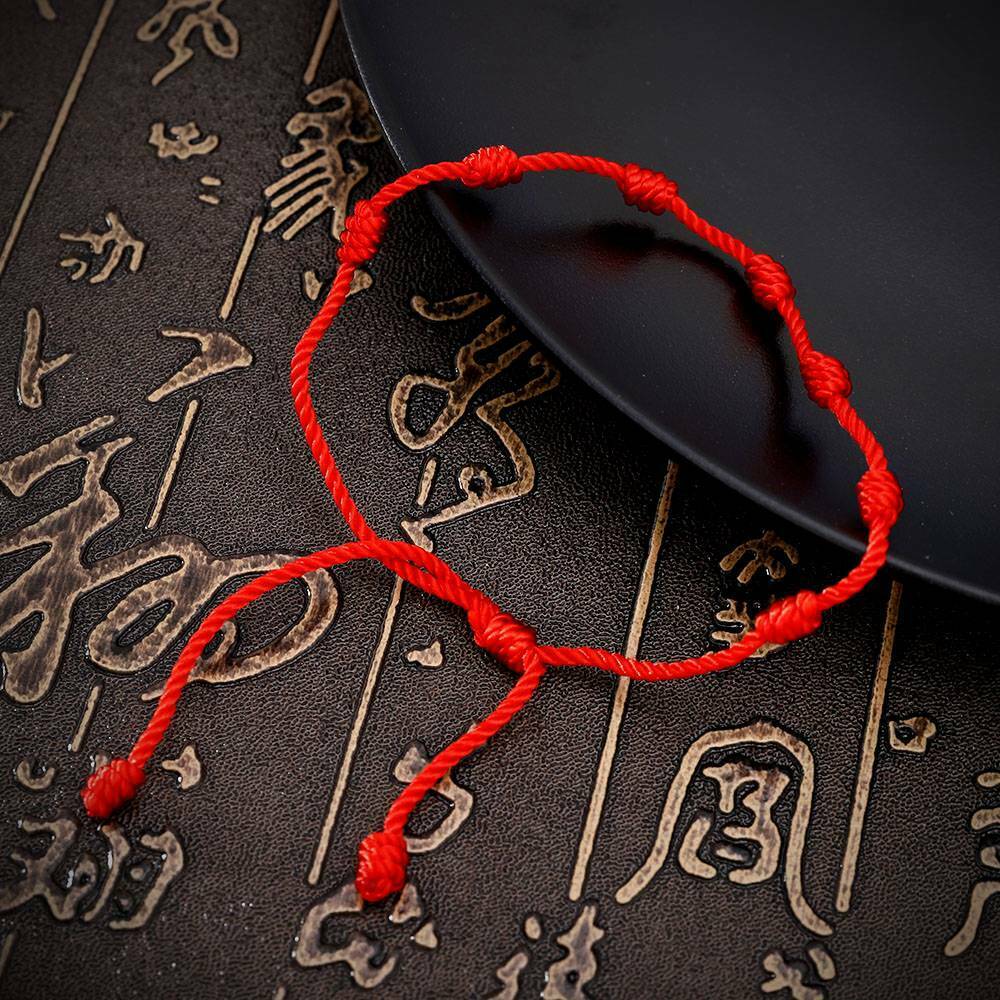 2Pcs Good Lucky Red String Bracelet Kabbalah Amulet 7 Knots Protection Rope Gift