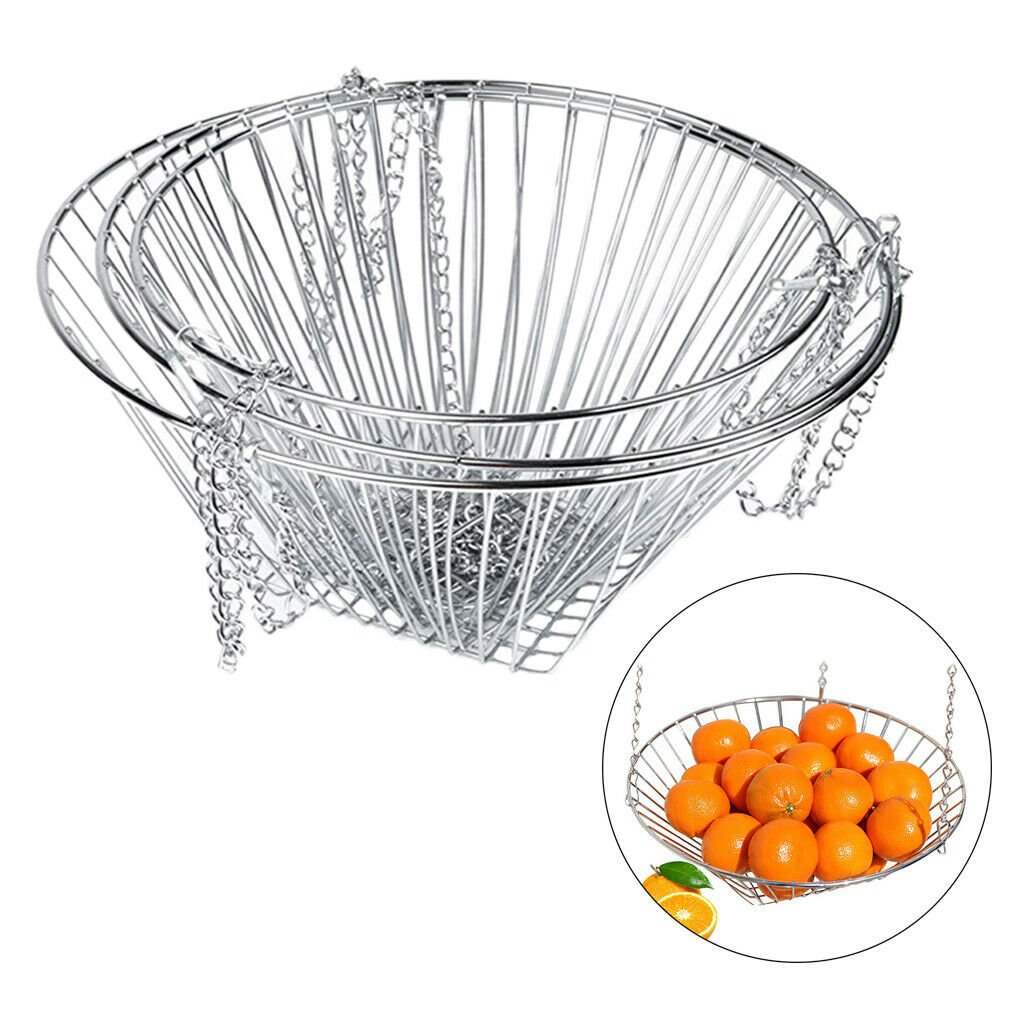 3-Tier Bowls Modern Hanging Fruit Basket Stand Iron Wire Vegetable Bread