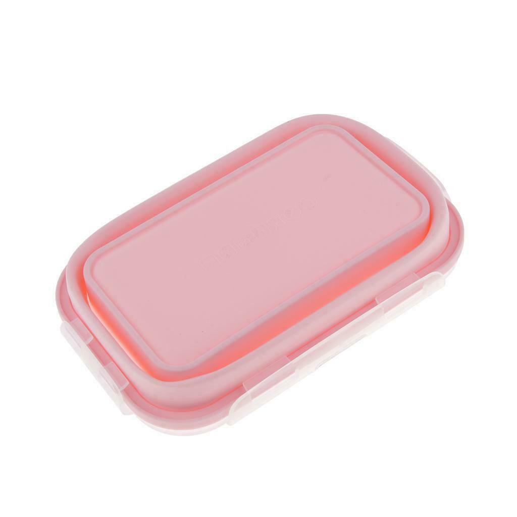 Collapsible Silicone Lunch Box Food Container Pink/Red/Green 800ml Pink