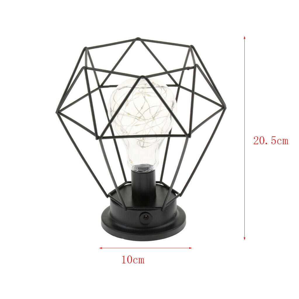 Iron Wire Wrought Night Light Powered By Battery For Home Decoration Diamonds