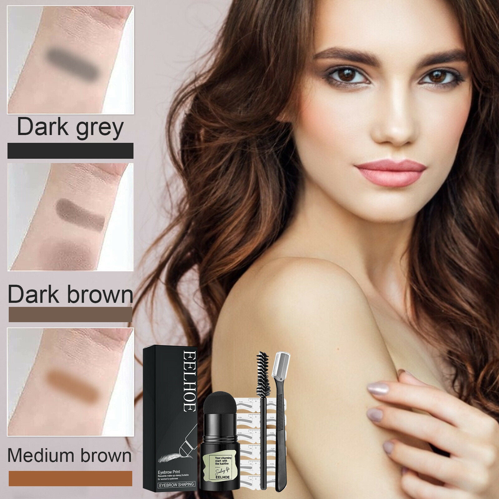 One Step Eyebrow Stamp Shaping Kit Seal Color Tint and Shape your Brows w/