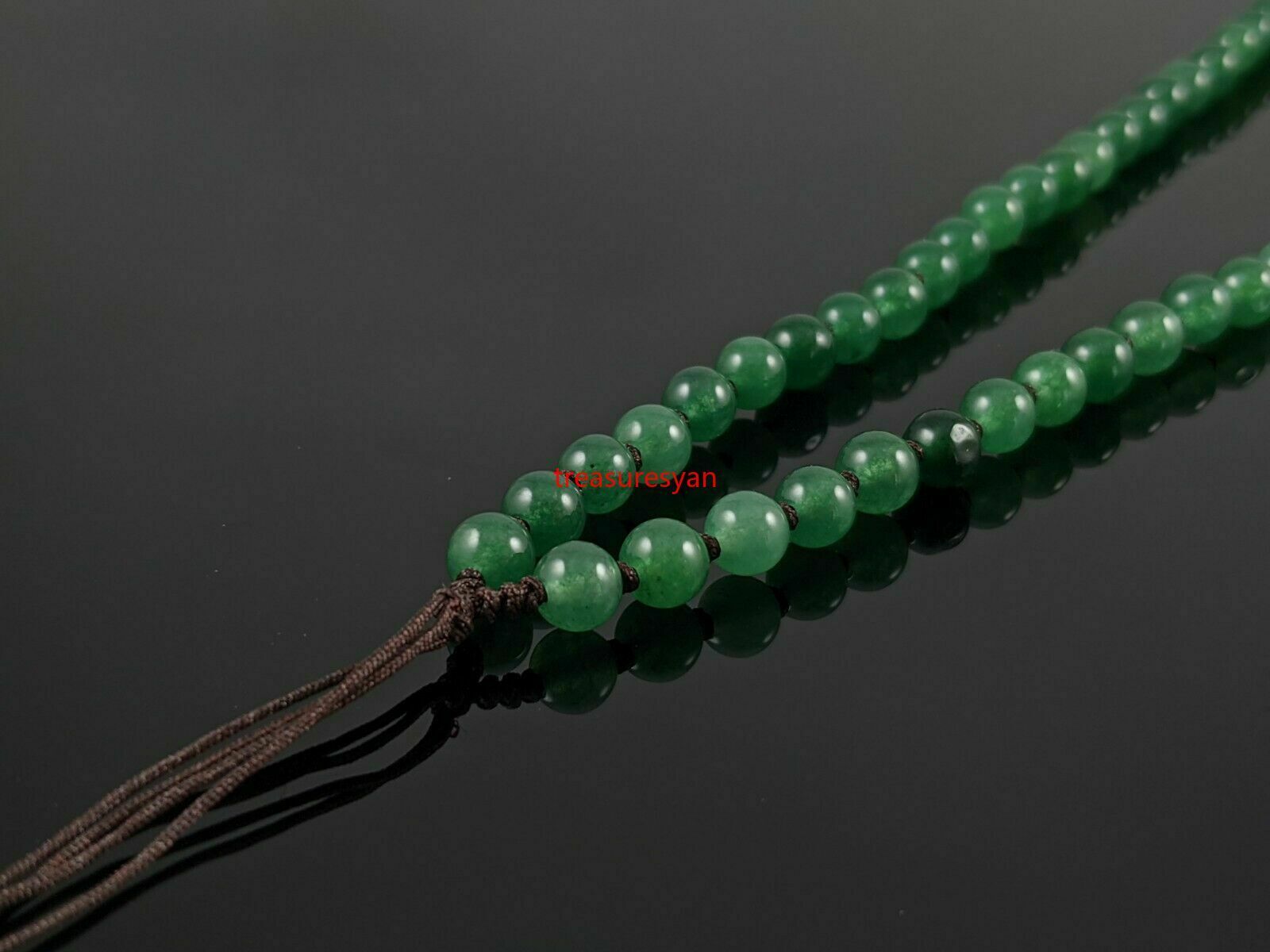 5pcs Natural Burmese Green Jadeite Jade 6mm Stone Bead Necklace for Pendants 24"