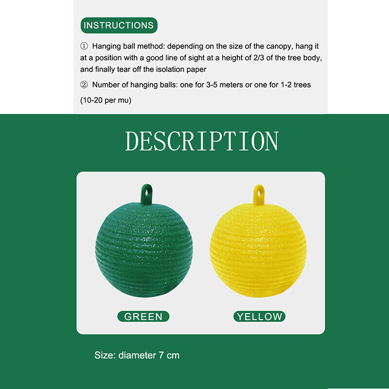 Hanging Ball Fruit Fly Catcher Sticky Trap Disposable Wasp Bee Yellow Jacket
