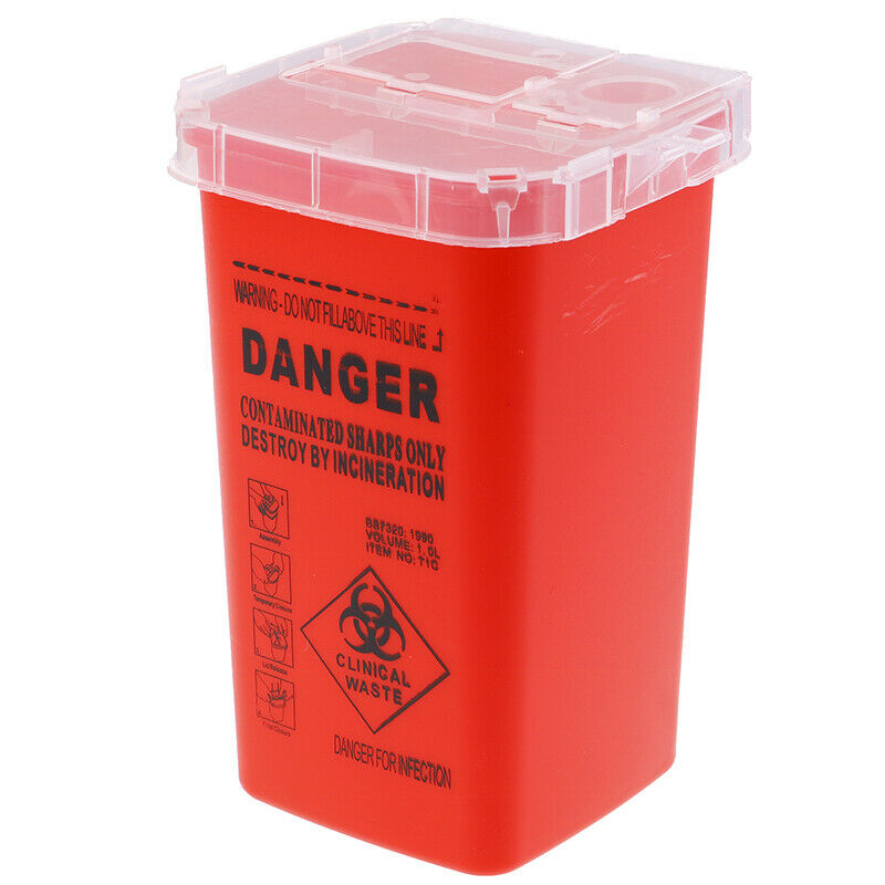Red Sharps Container Biohazard Needle Disposal for Medical Dental Tattoo iZC BU