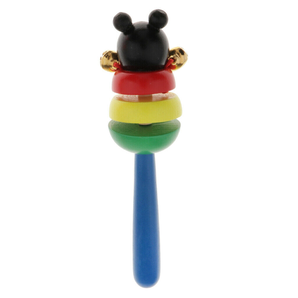 Wood Cute Baby Rattles Infant Shaking Toys Handbell Noise Maker Style Random