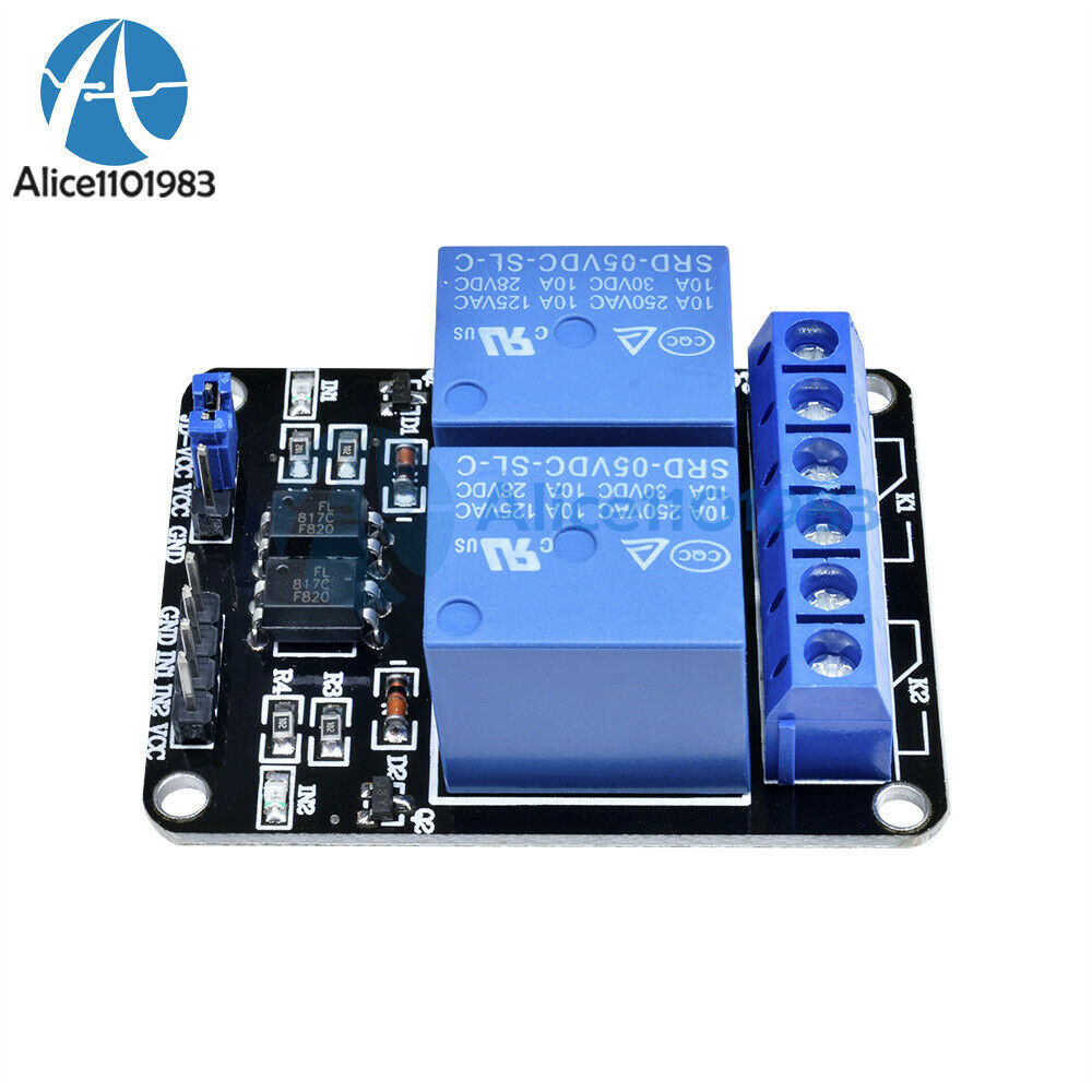 10PCS 5V Two 2-Channel Relay Module With optocoupler For PIC AVR ARM for Arduino