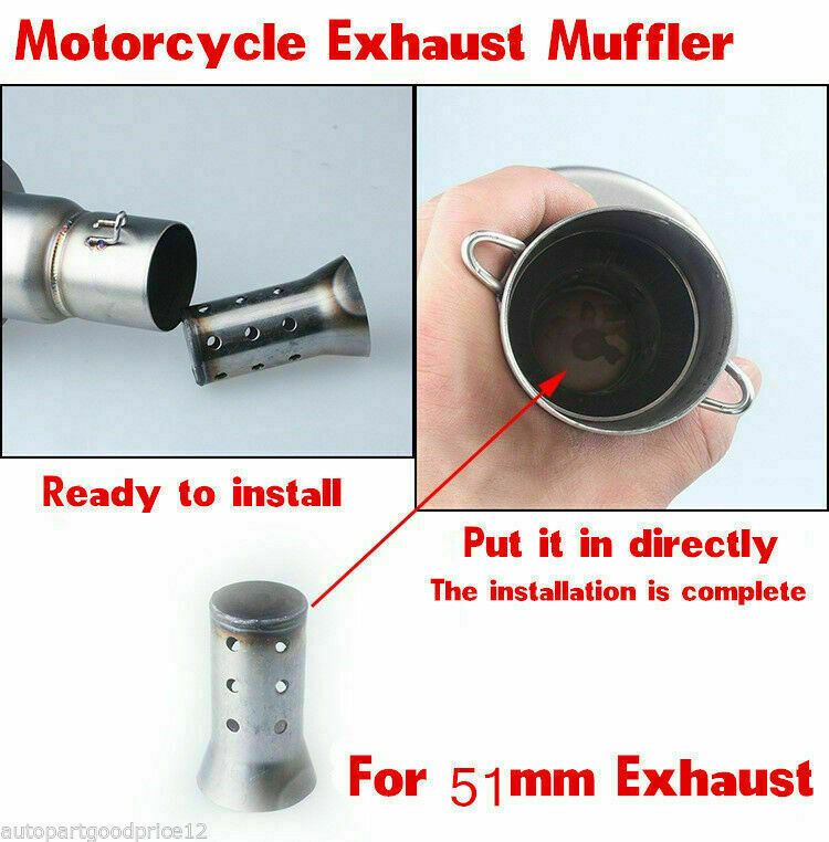 51mm Motorcycle Exhaust Muffler Can Insert Baffle DB Killer Removable Silencer
