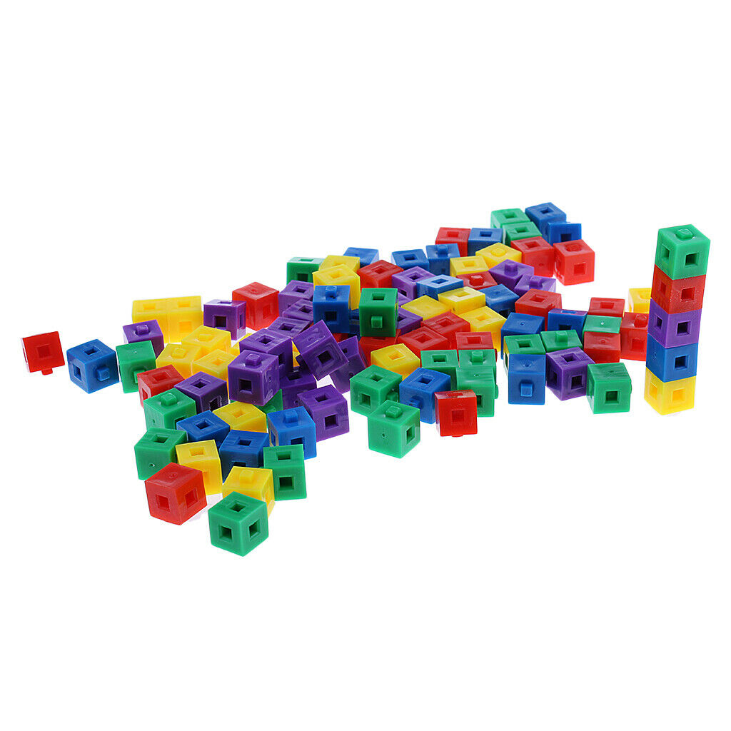 100pcs Stackable Cubes Link Construction Game 5 Colors to Create Different