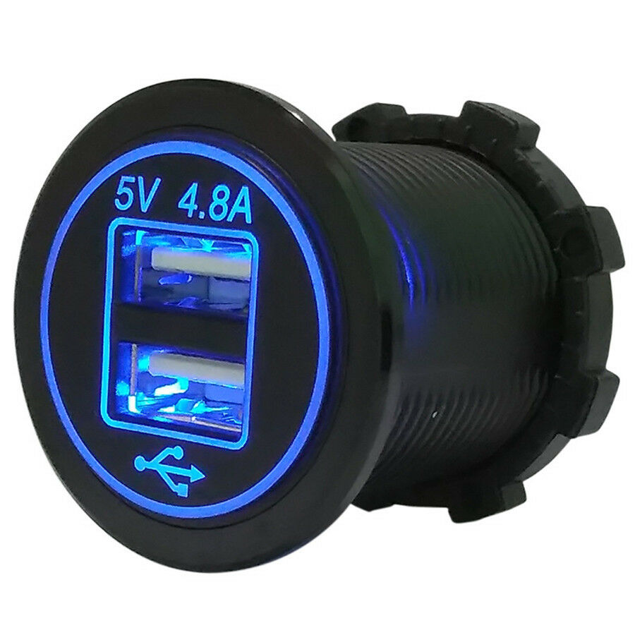 Waterproof Dual USB Phone Charger Socket Power Outlet for Motorcycles Car Truck