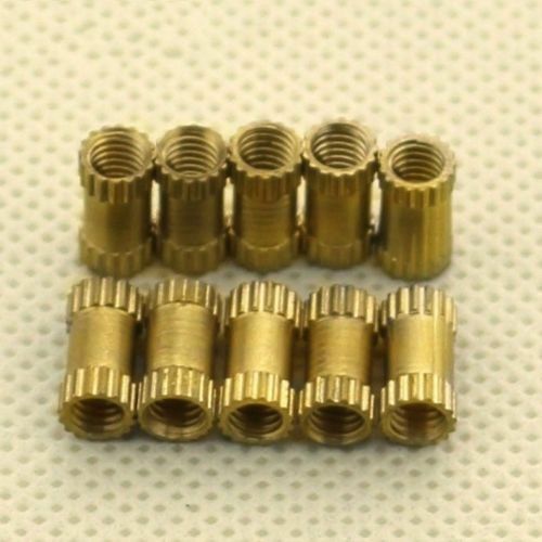 10Pcs M3x6mm Threaded Round Metal Knurl Thread Insert Nuts Brass Tone