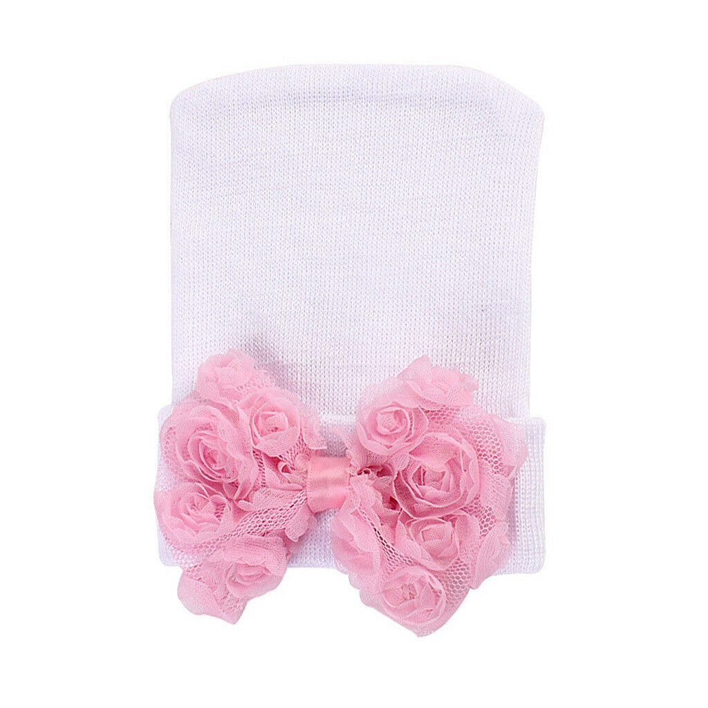 2pcs 0~6 Months Newborn Baby Infant Bowknot    Beanie Hats