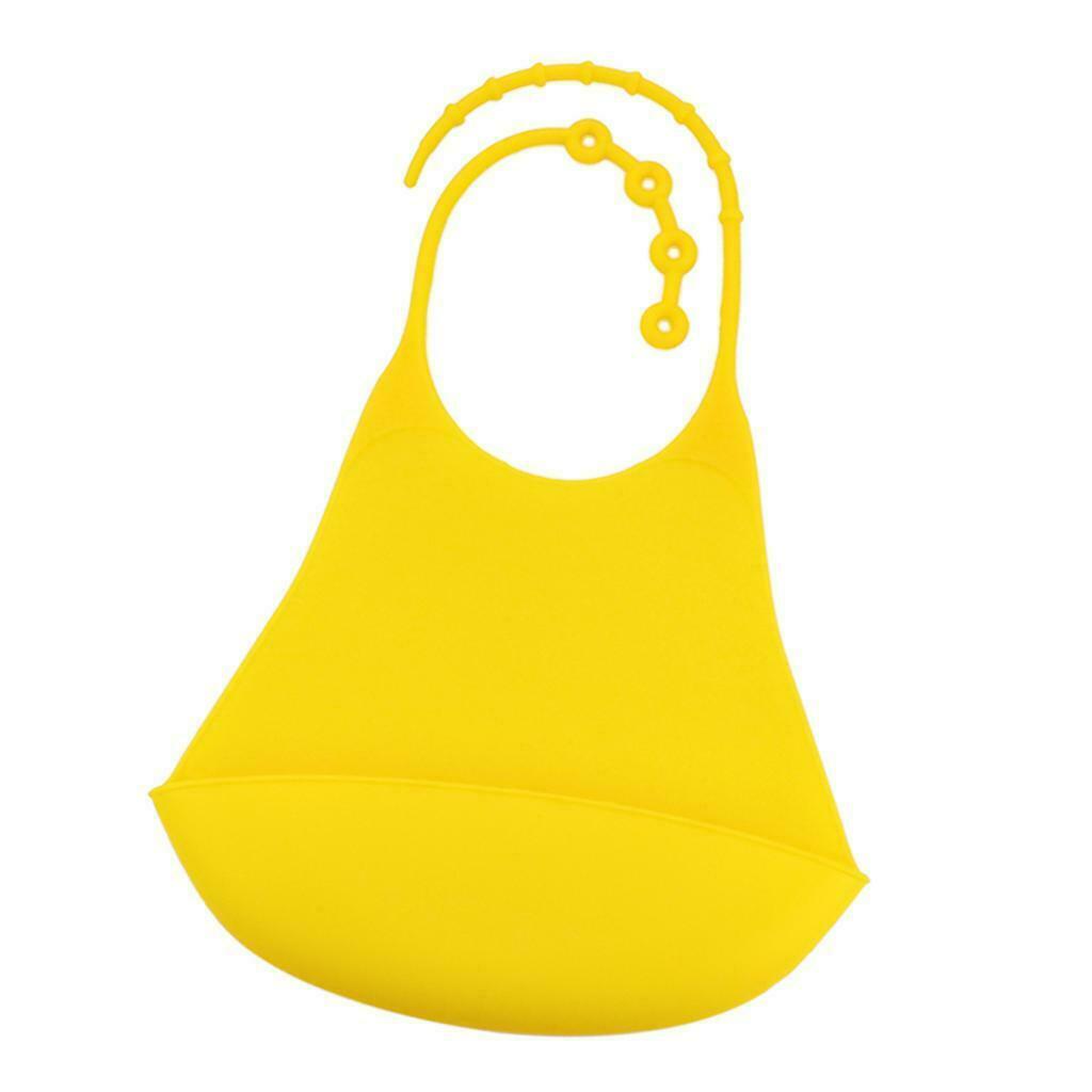 2Pcs Adults Silicone Bib Reusable Clothing Protector Waterproof Pink+Yellow