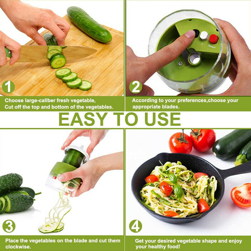 Handheld Spiralizer Vegetable Slicer 4 in 1 Adjustable Spiral Grater CutterJ Tt