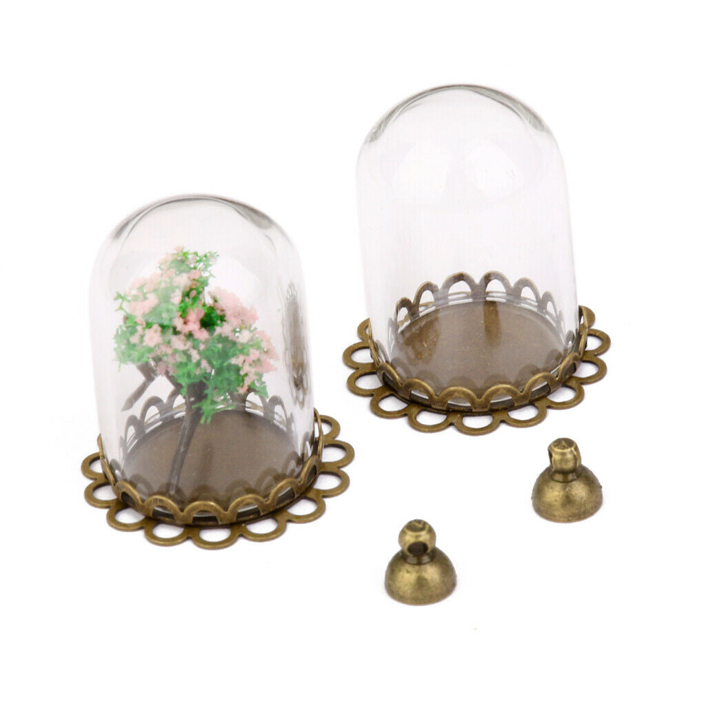 2 Pieces Clear Glass Cylinder Pendant DIY Vial Charms with Caps Setting Pendant