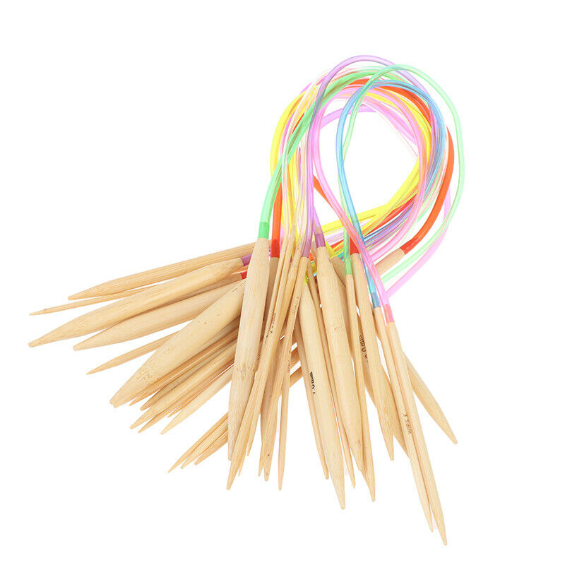 18pcs Bamboo Circular Knitting Needles Multicolor Cording 40cm Yarn Kniting  Tt