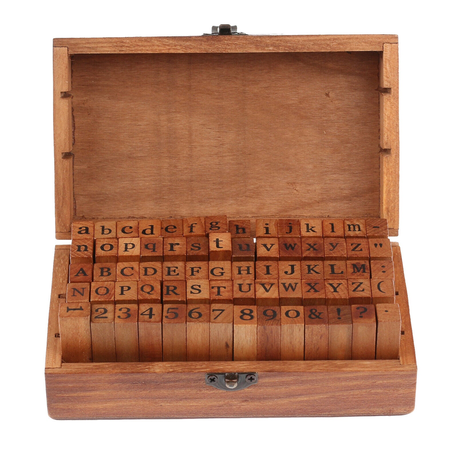 70pcs Number Alphabet Letter Stamps Diary Rubber Stamp Set Wooden Case