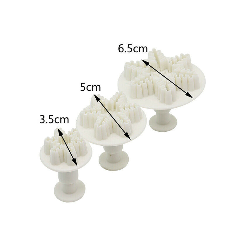 3pcs/Set Snowflake Plunger Cutter Cake Mold DIY Fondant Cake Sugarcraft DecoFCA