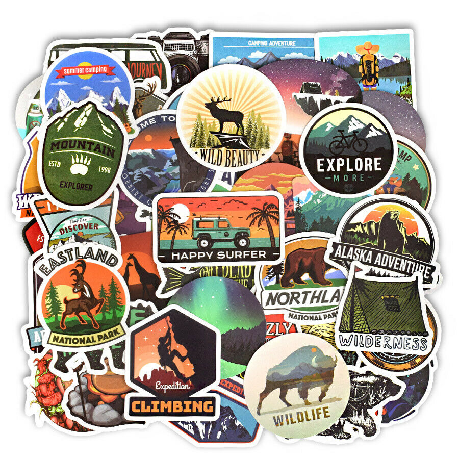 50 pcs Outdoor Notebook Bumper Stickers Luggage Car Styling WaterProof Decals