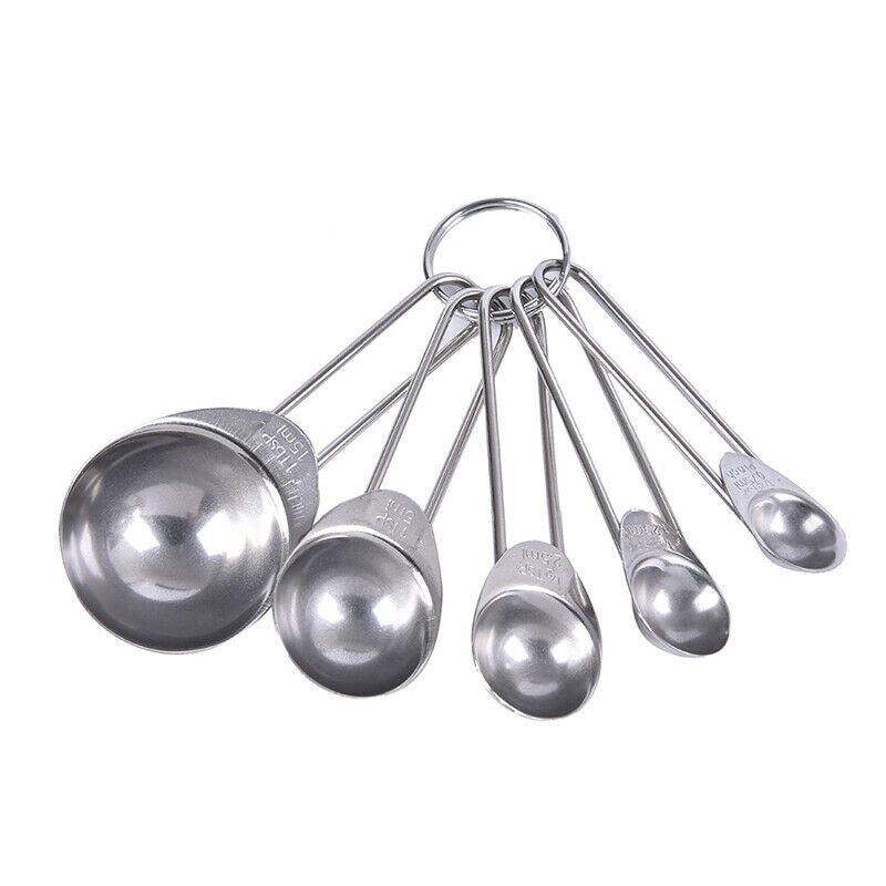 5PCS/Set Measuring Spoons Stainless Steel Measure Spoon Sugar Cake Baking.l8