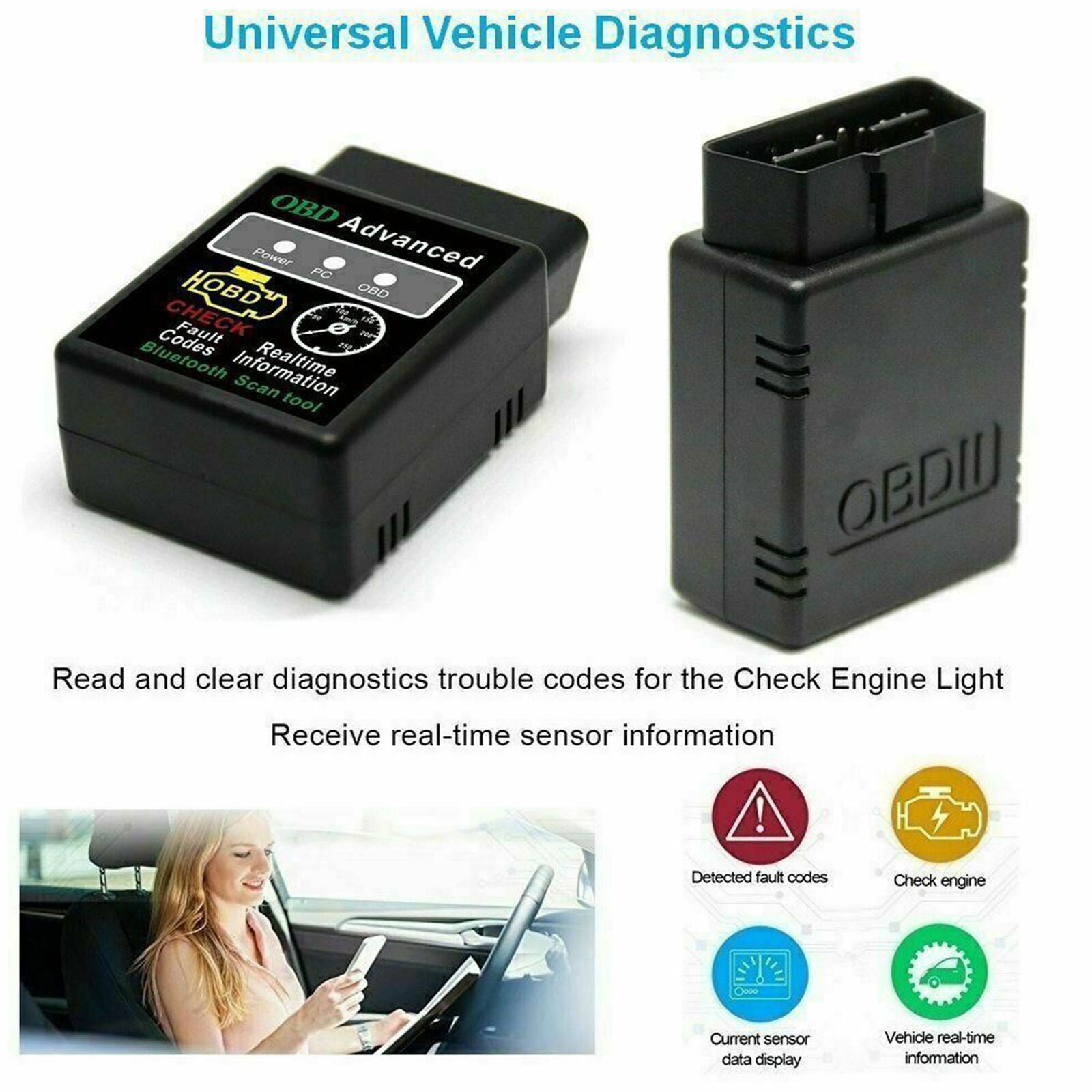 OBD2 Car Bluetooth Code Scanner Reader ELM 327 Automotive Diagnostic Tool OBDII