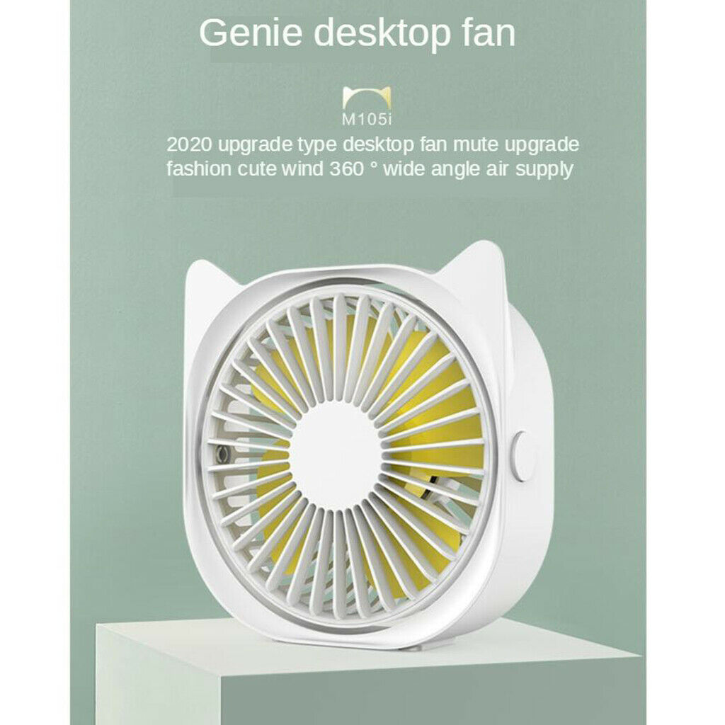Mini Quiet USB Fan Desktop Portable 360 Degree Rotation Electric Fan White