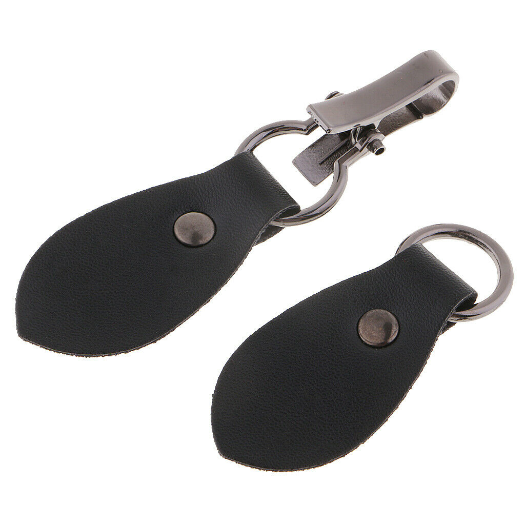 Black PU Leather Horn Toggle Buttons with Metal Hooks Coat Duffle Jacket DIY