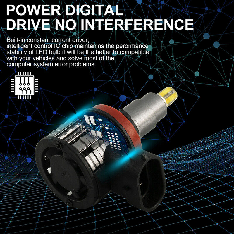 2Pcs 48 Chips 4 Sides H8/9/11 LED Lamp Car Headlight Bulbs 360 Degree 60 JY