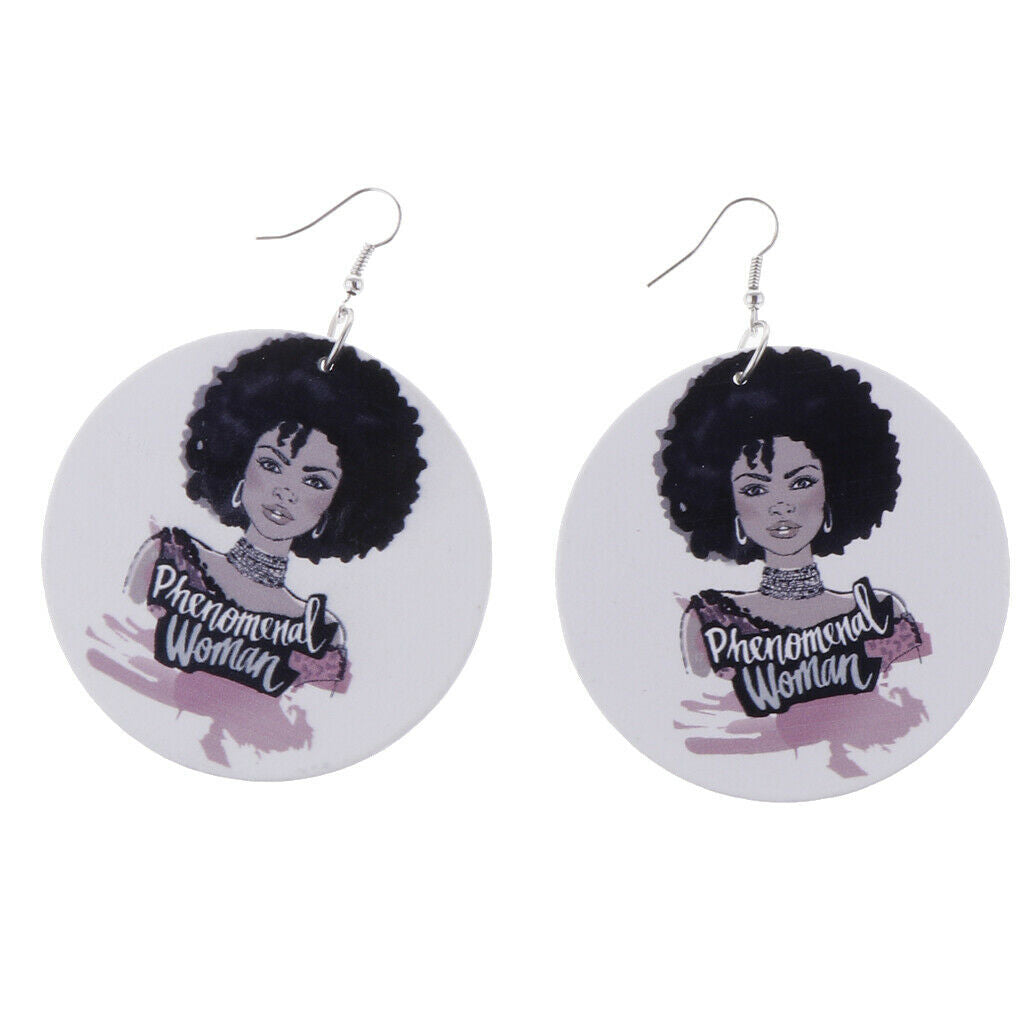 2Pair Ethnic Natural wooden African Map Club Lady Women Dangle Earrings