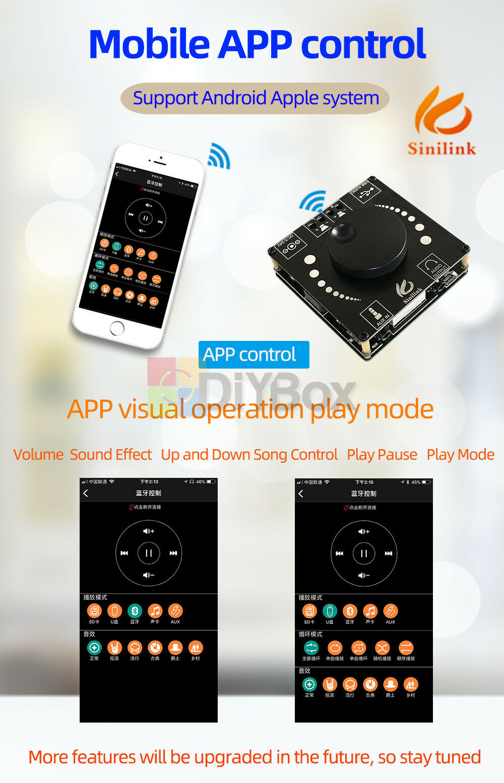TPA3116D2 Bluetooth5.0 Audio Stereo HIFI AUX USB 50Wx2 Digital Amplifier Board