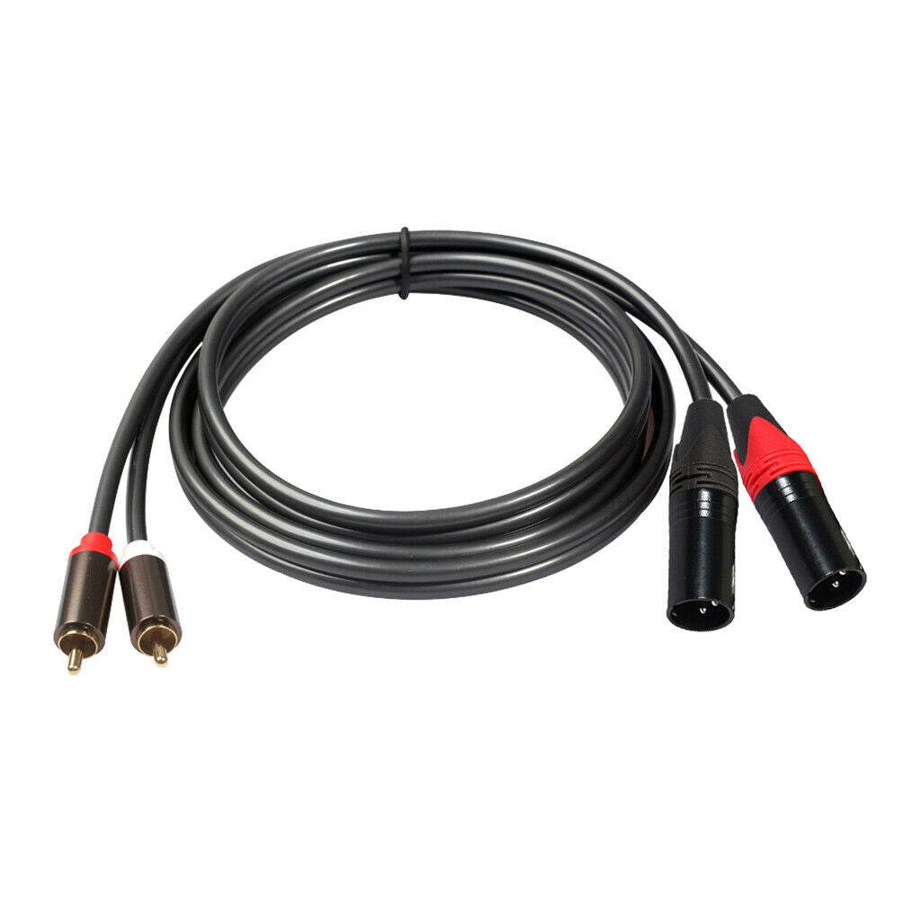 1 Set 2 RCA to 2 XLR Male Cable Audio Cord 1.5m for Amplifier Sound Box