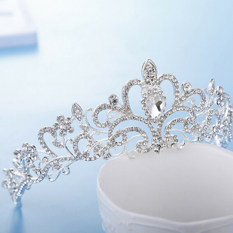 Women Girls Elegant Wedding Bride Crown Headwear Rhinestone Tiaras Cute Gift Ad
