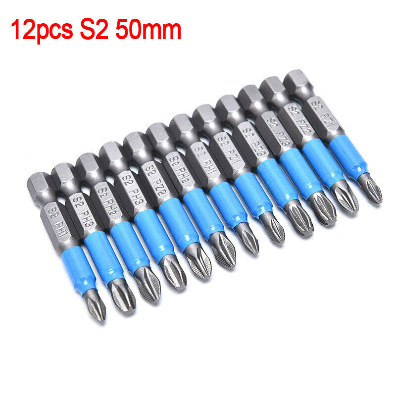 12pcs Anti Slip Electric Screwdriver Bits Hex Shank PH 50mm Single Side Drh3 SJ