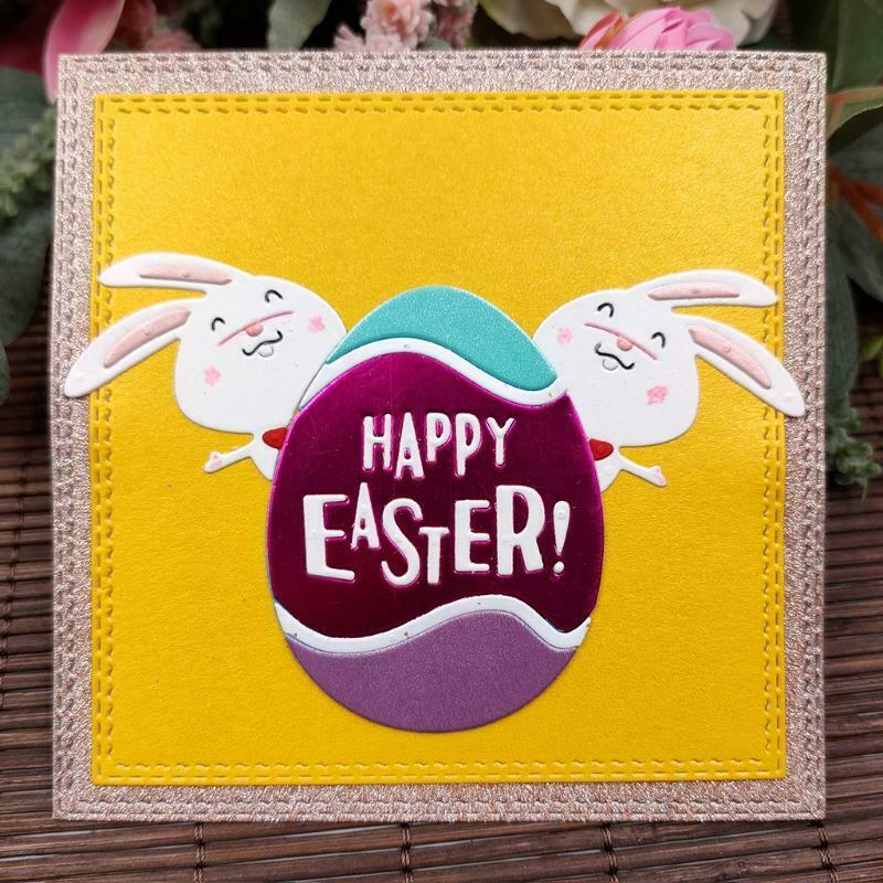 Happy Easter Bunny Metal Cutting Dies Stencil Scrapbooking DIY Album Stamp Paper