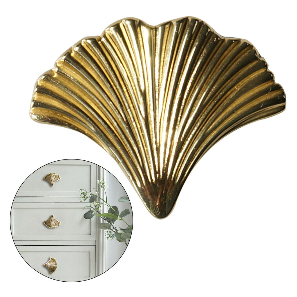 Ginkgo Leaf Shaped Handles Door Wardrobe Cabinet Drawer Pulls Knobs w/Screws