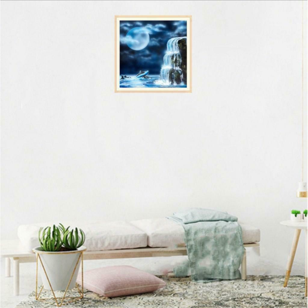 Full Drill Moon Waterfall DIY Diamond Painting Embroidery Cross Stitch Kit