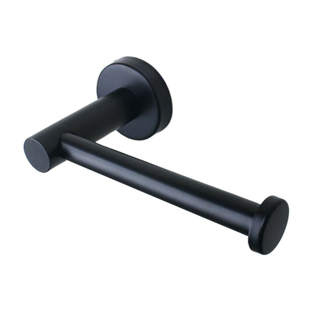 2xToilet Paper Holder Stainless Steel Round Wall Mounted  Punching_Black
