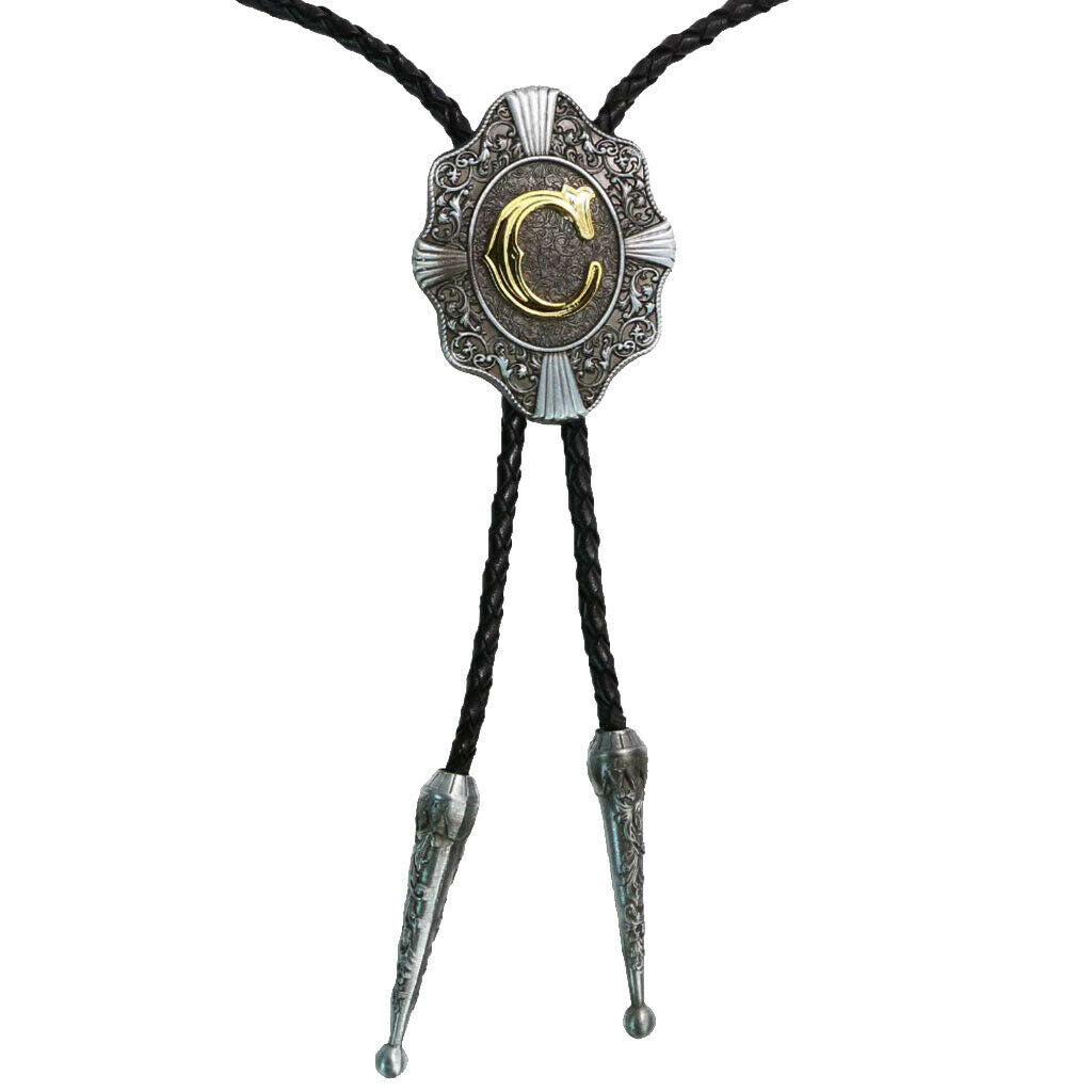 3 Pieces Initial Letter A C D Western Cowboy Rodeo Bolo Tie man Ornaments