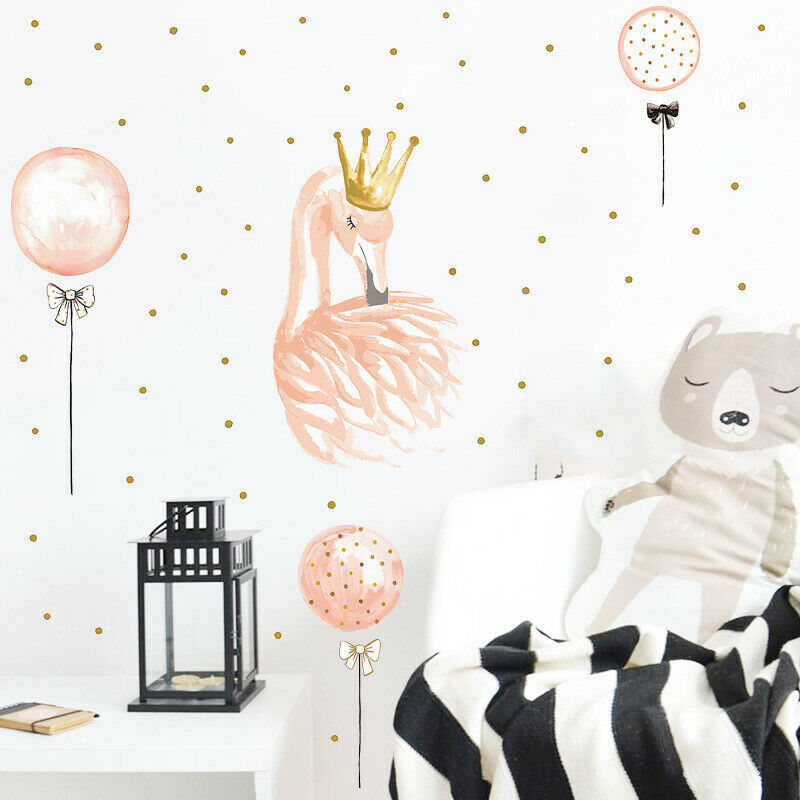 Beautiful Swan Wall Stickers For Kids Girl Home Decor Bedroom Background .l8