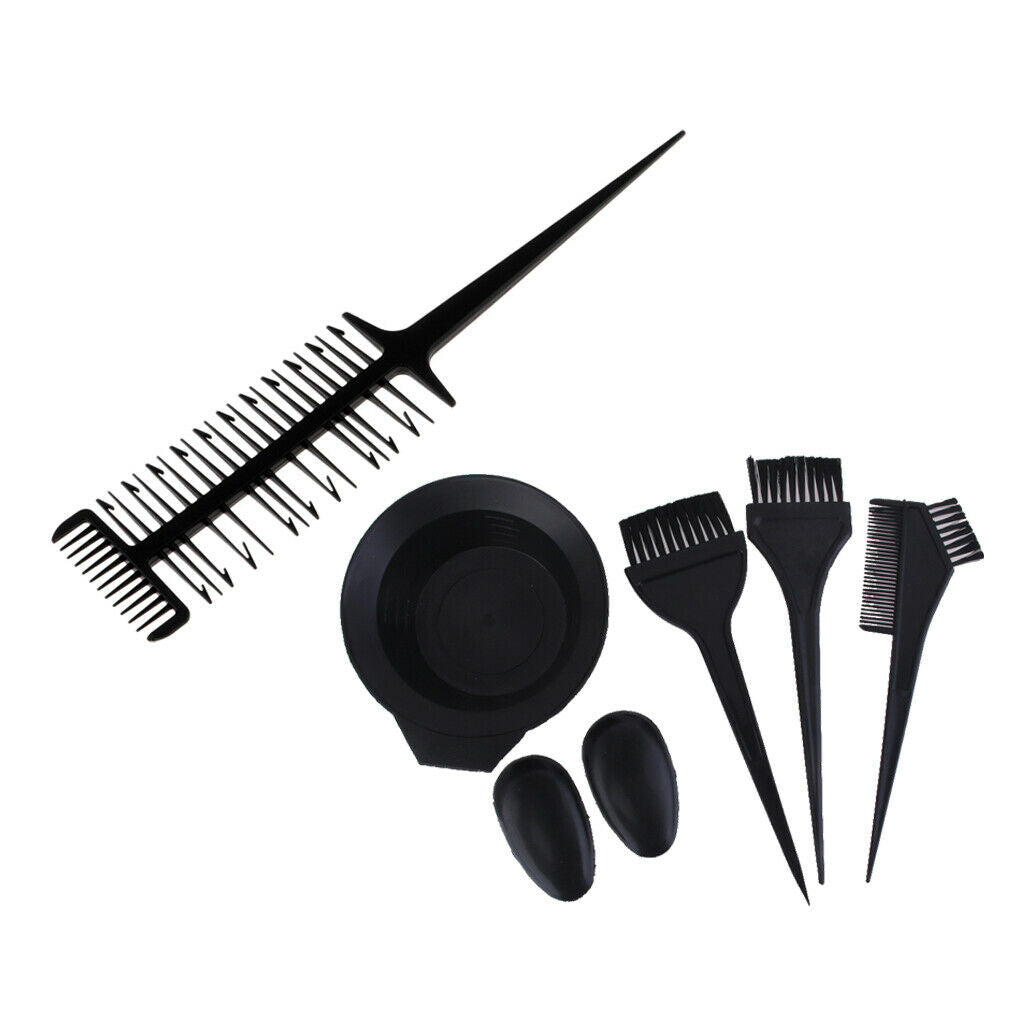 Salon Hair Color Dye Bowl +Comb +Brush Set Hairdressing Tint Tools - Black