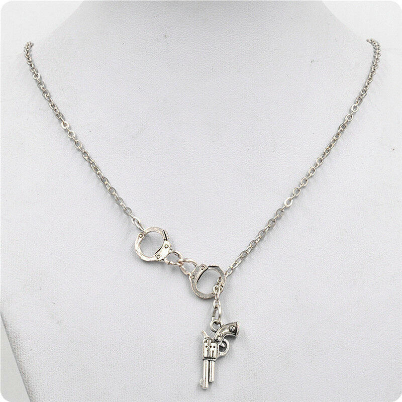 Stylish 1Pcs Handcuff and Gun Lariat Necklace Pendant Necklace .l8