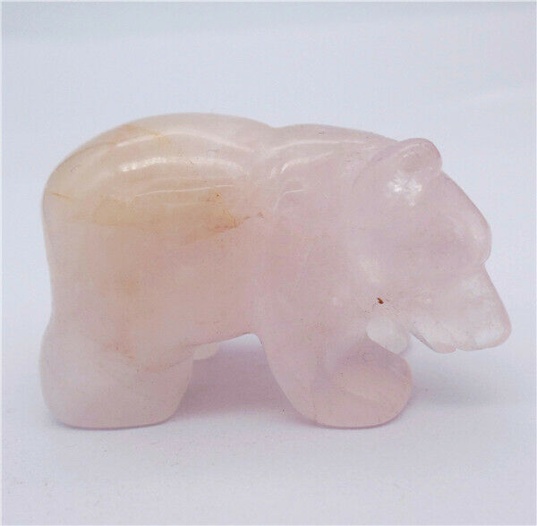 48x30x26mm Natural Rose Quartz Carved Bear Decoration Statue Home Decor HH7736