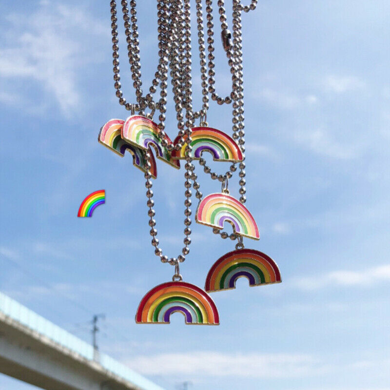 Fashion Colorful Rainbow Pendant Round Beads Chain Women Men Necklace Jew.l8