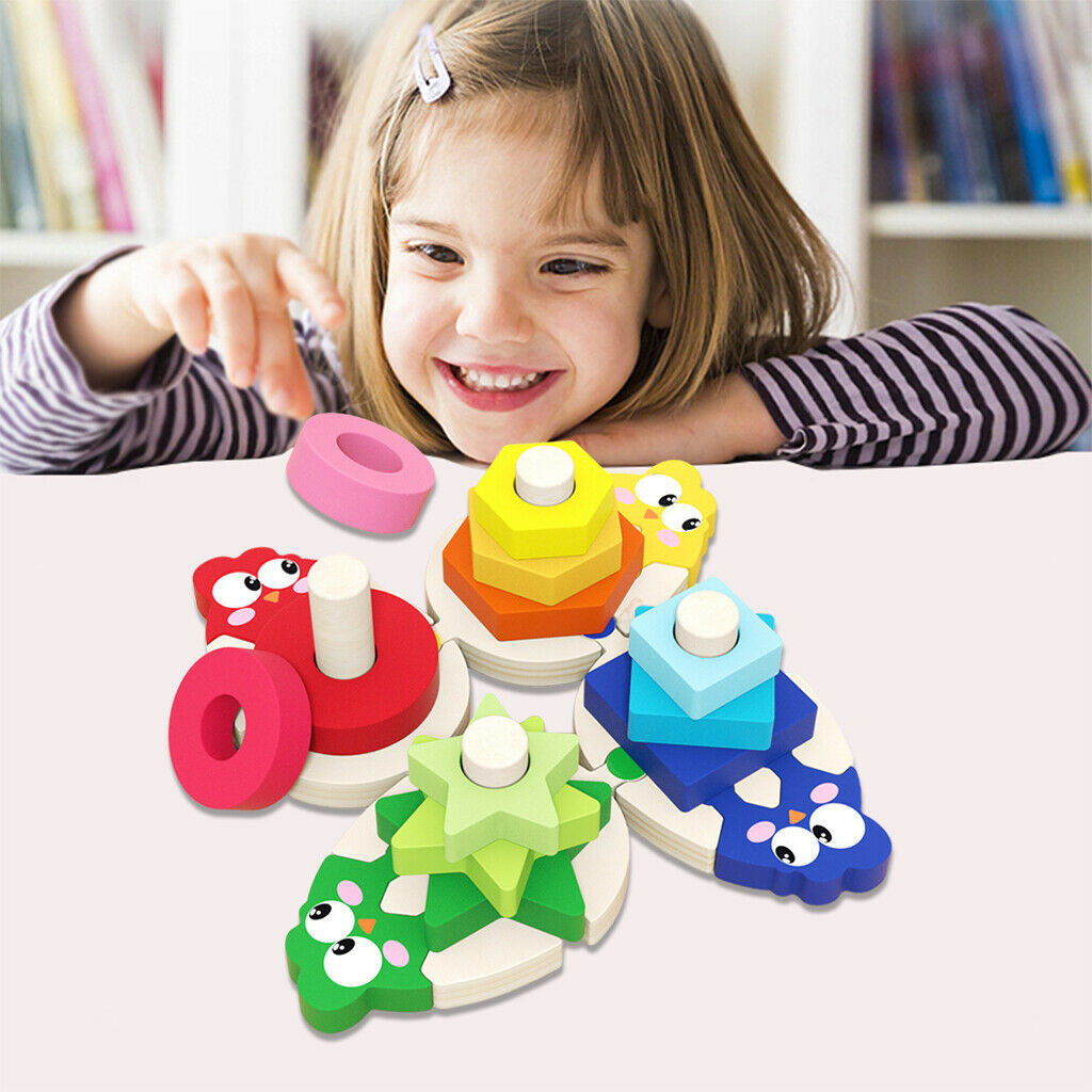 Baby Montessori Geometric Stacker Building Toddler Learning Educational Toys