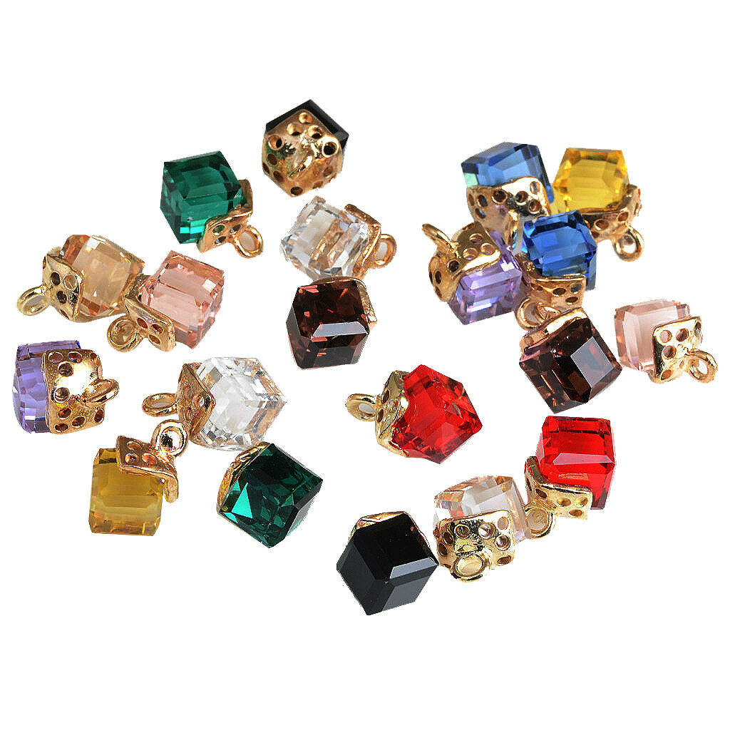 20pcs Alloy Cube Crystal Charms Pendants Jewelry Making Findings Accessories