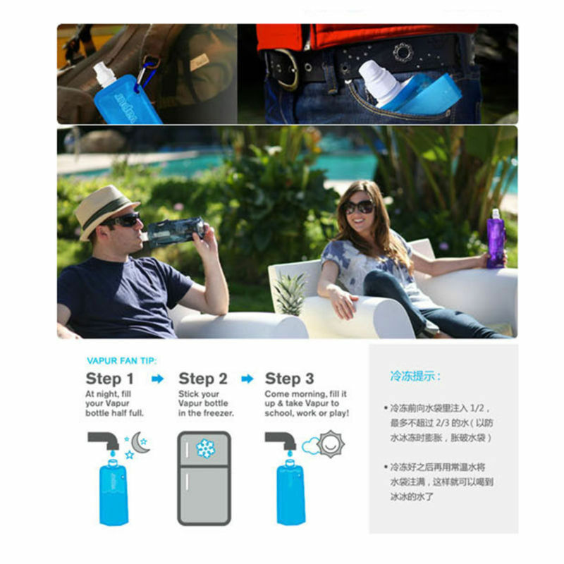 1pc Outdoor Sports Reusable Water Bottles Collapsible Flexible Foldable Ice Bag