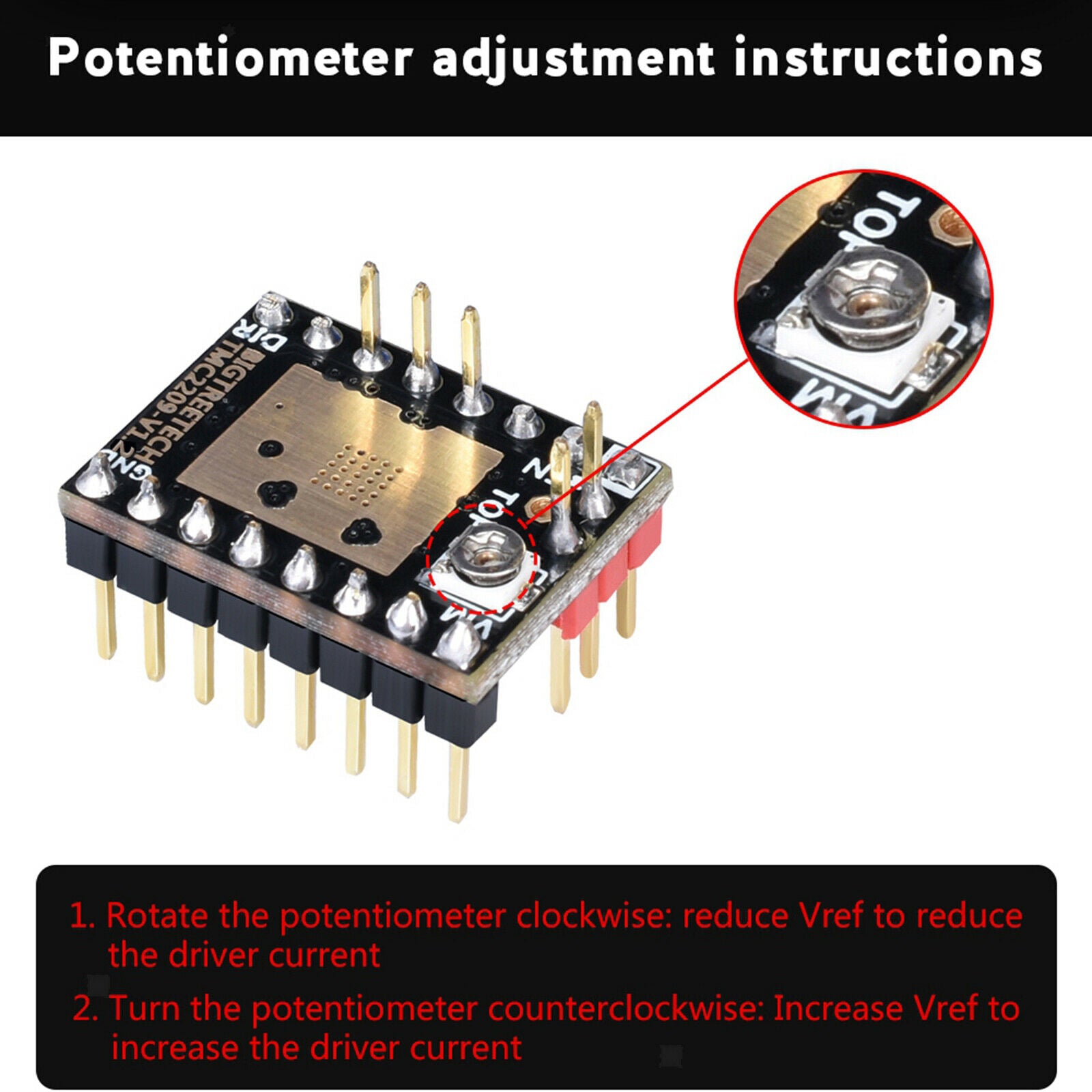 Replace TMC2209 V1.2 Stepper Motor Driver UART 2.8A Parts for SKR V1.2, Direct