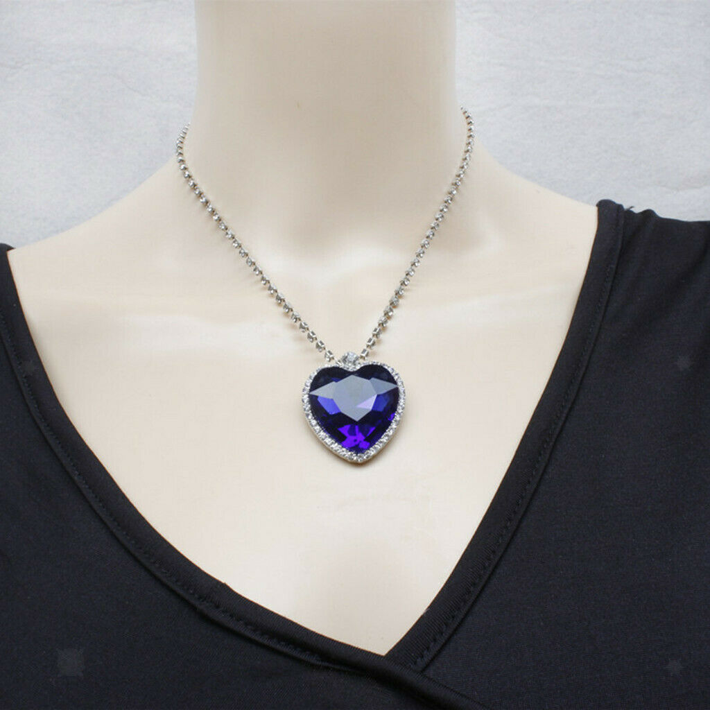new Crystal   Pendant Necklace Titanic Heart Of The Ocean Necklace Women