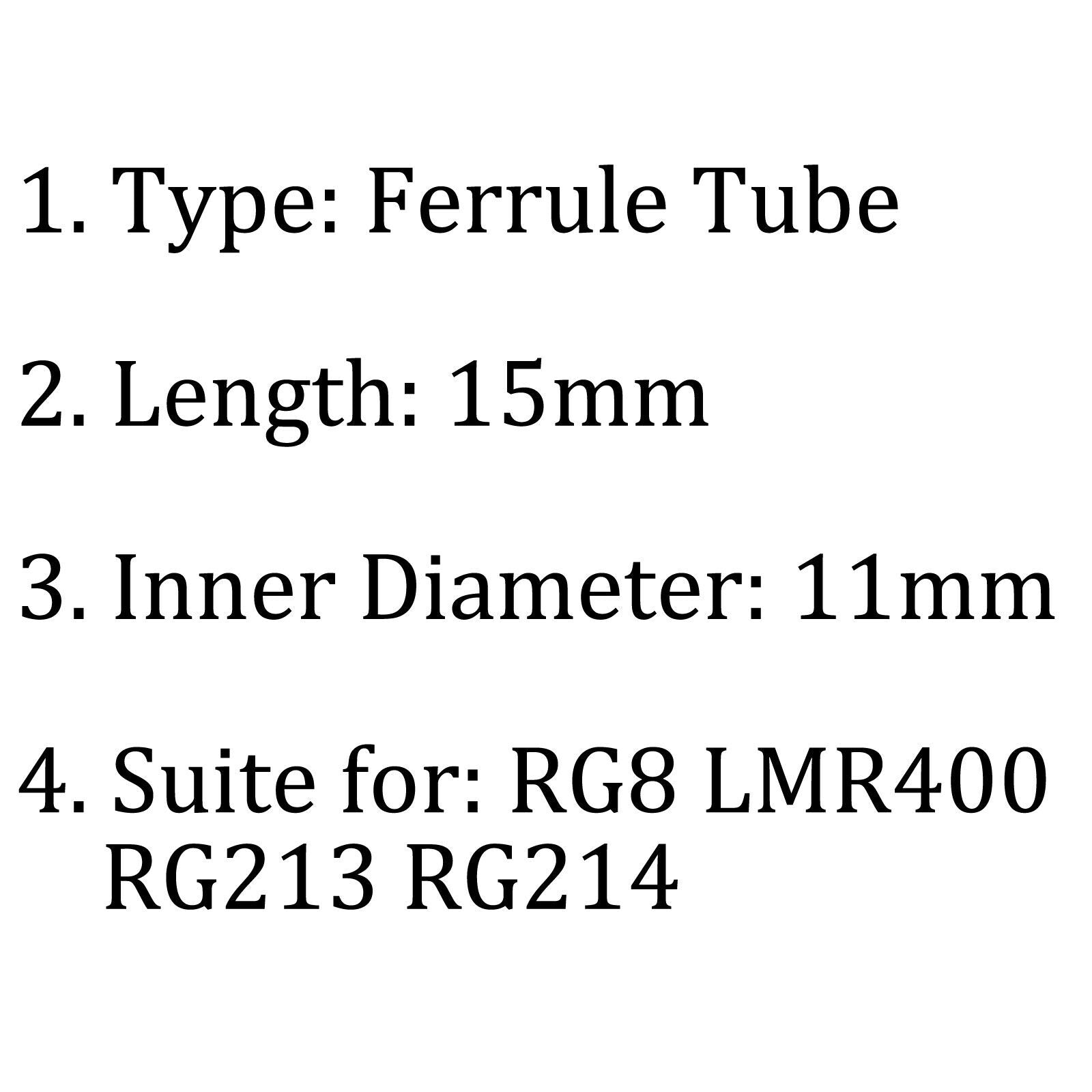 10Pcs Crimp Sleeve Ferrule Tube Pipe For RG8 LMR400 RG213 RG214 Connector B5
