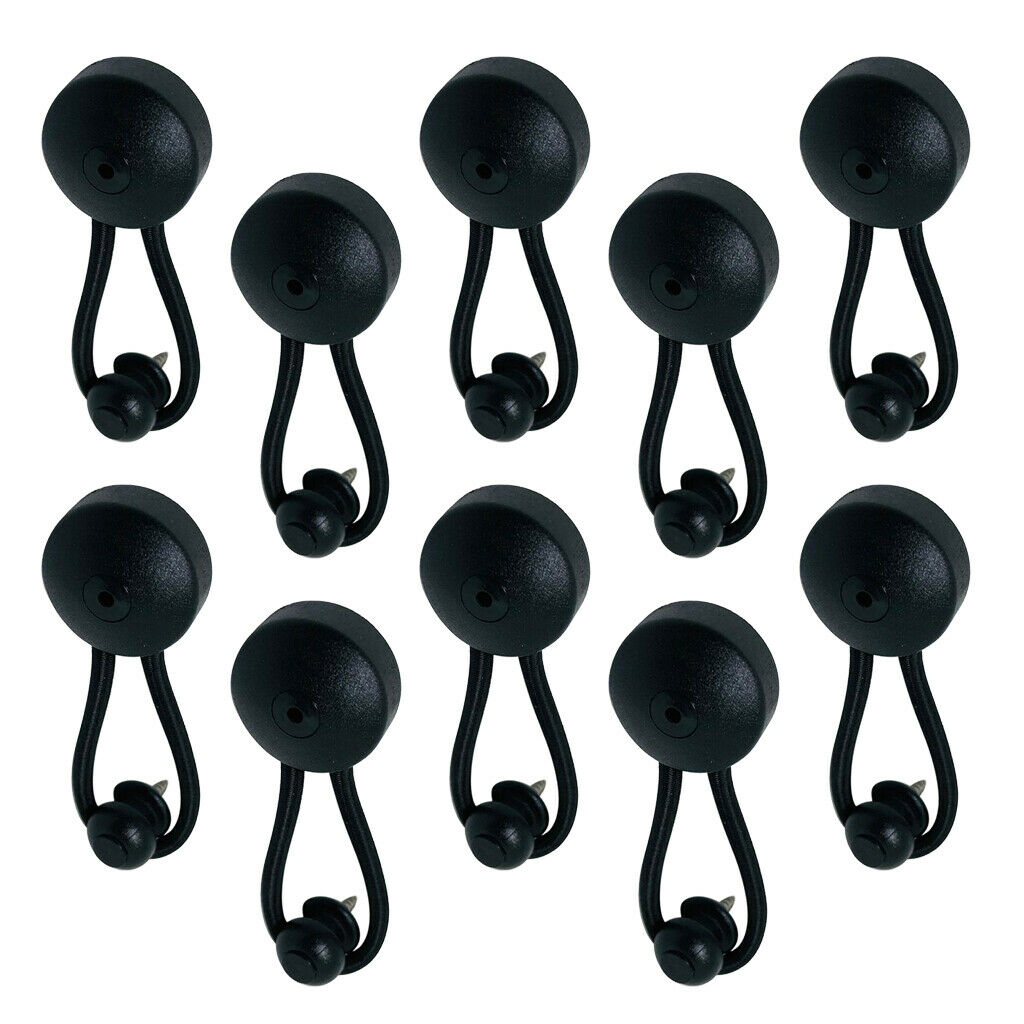 10pcs Elastic Bungee Nylon Shock Cord Fastener for Canvas Covers, Black with
